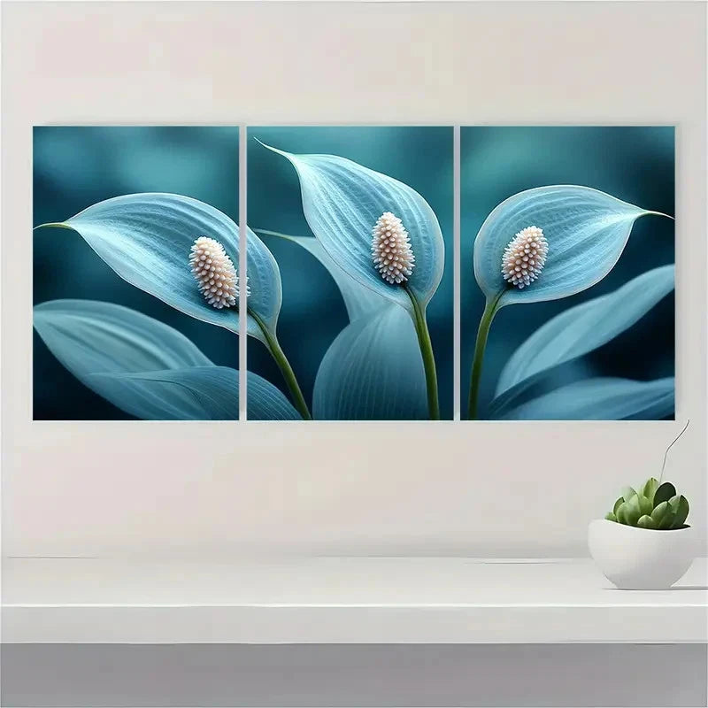 .3pcs Peace Lily PL Wall Art Set Canvas Framed 40x60cm - High Quality Print 100% Australian Made Wall Canvas Ready to Hang