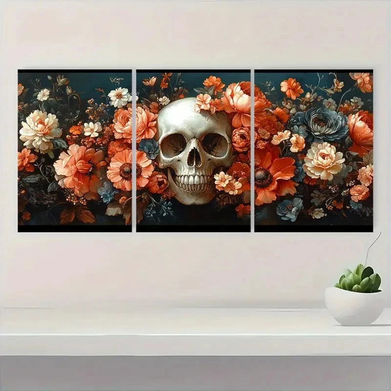 3pcs Vibrant Orange & Blue Floral Design OB Framed Wall Art Set Canvas Framed 50x70cm - High Quality Print 100% Australian Made Wall Canvas Ready to Hang - Bella Home Decor