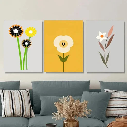 3pcs Modern Floral Abstract Flower Black Wall Art Set Wall Art Canvas Unframed – High Quality Print 100% Australian Made Wall Canvas