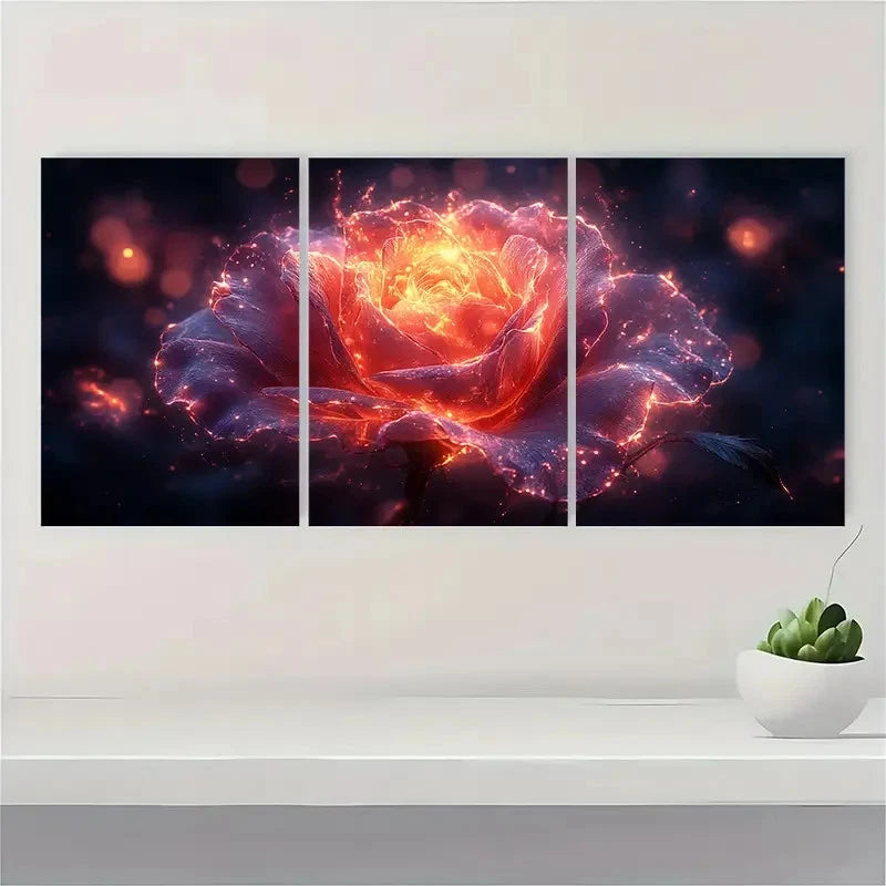 3pcs Magical Rose Art Rose XC Wall Art Set Canvas Framed 50x70cm - High Quality Print 100% Australian Made Wall Canvas Ready to Hang - Bella Home Decor
