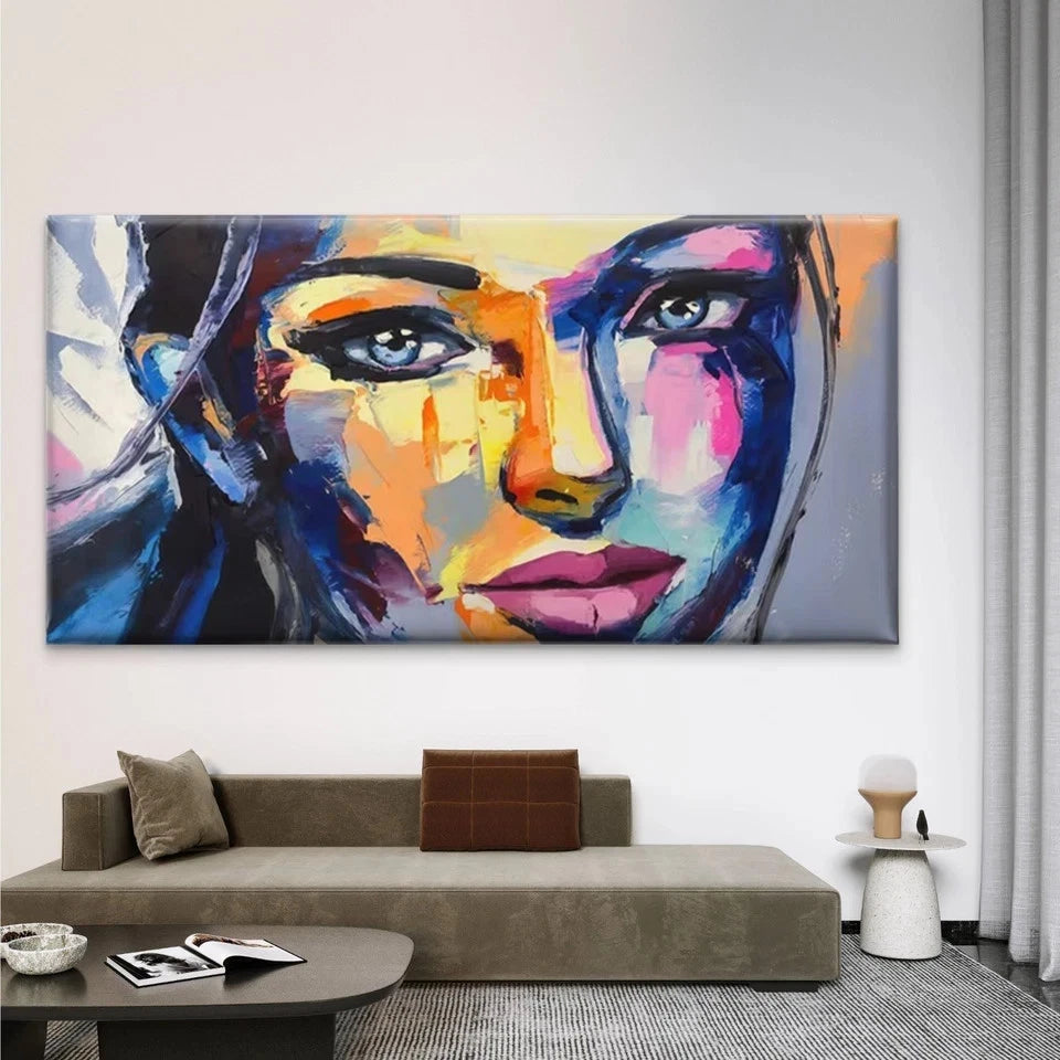Abstract Colorful Portrait Wall Art Canvas Office Home Room Framed 120x60cm