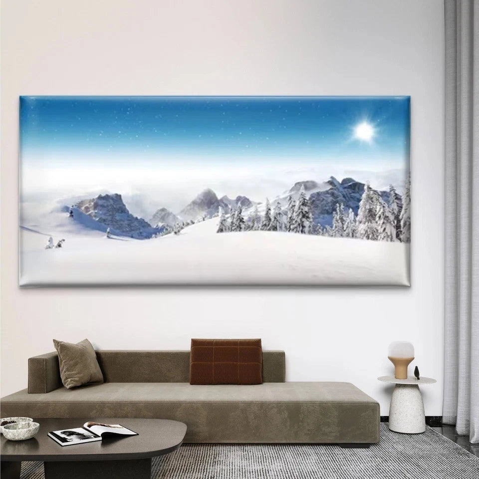 Winter Snow Scenery Images Wall Art Canvas Office Home Room Framed 120x60cm