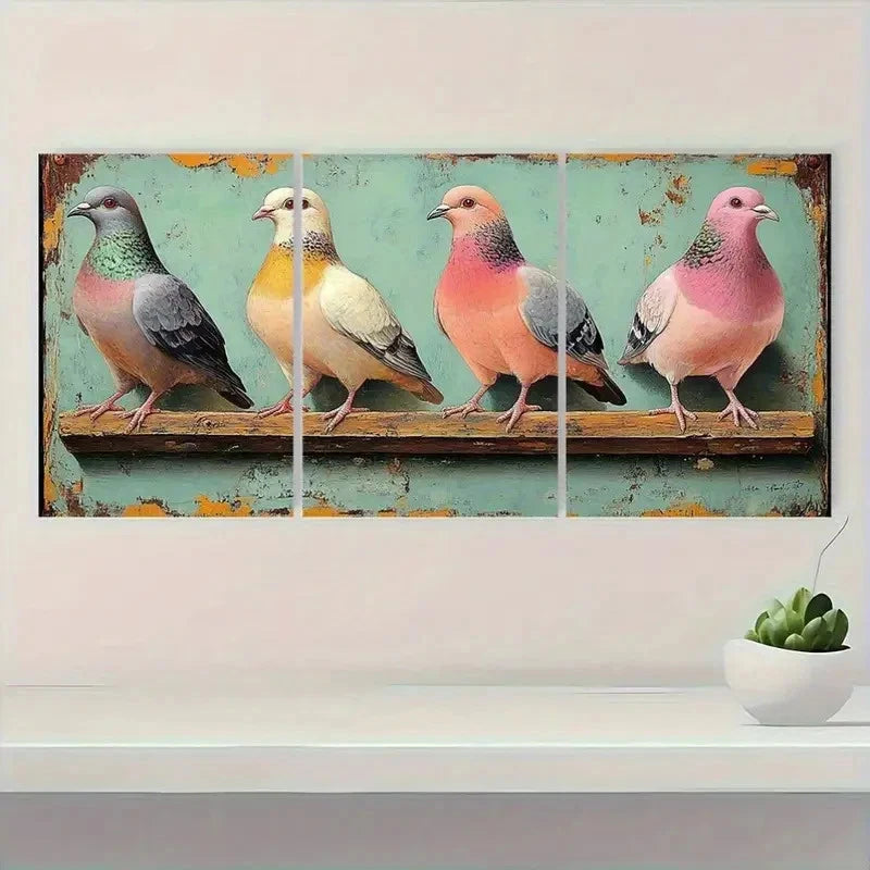 3pcs Pigeon Canvas Art S Wall Art Set Canvas Framed 40x60cm - High Quality Print 100% Australian Made Wall Canvas Ready to Hang