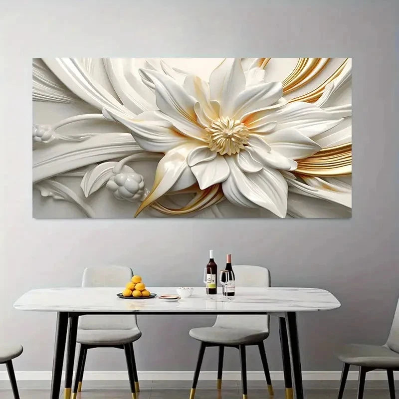 White Flowers Three-Dimensional Wall Art Canvas Office Home Room Framed 120x60cm