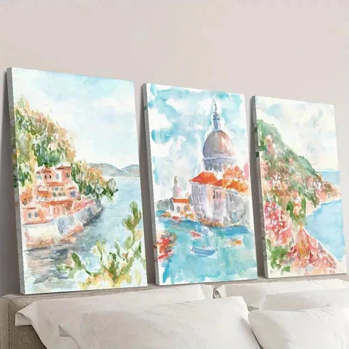 3pcs Modern Coastal Landscape Paintings Wall Art Set Canvas Unframed - High Quality Print 100% Australian Made Wall Canvas