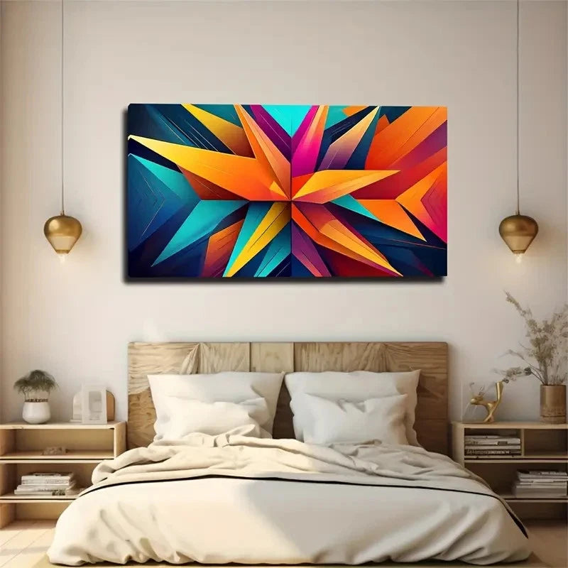 Colorful Geometric Star Design Wall Art Canvas Office Home Room Framed 120x60cm