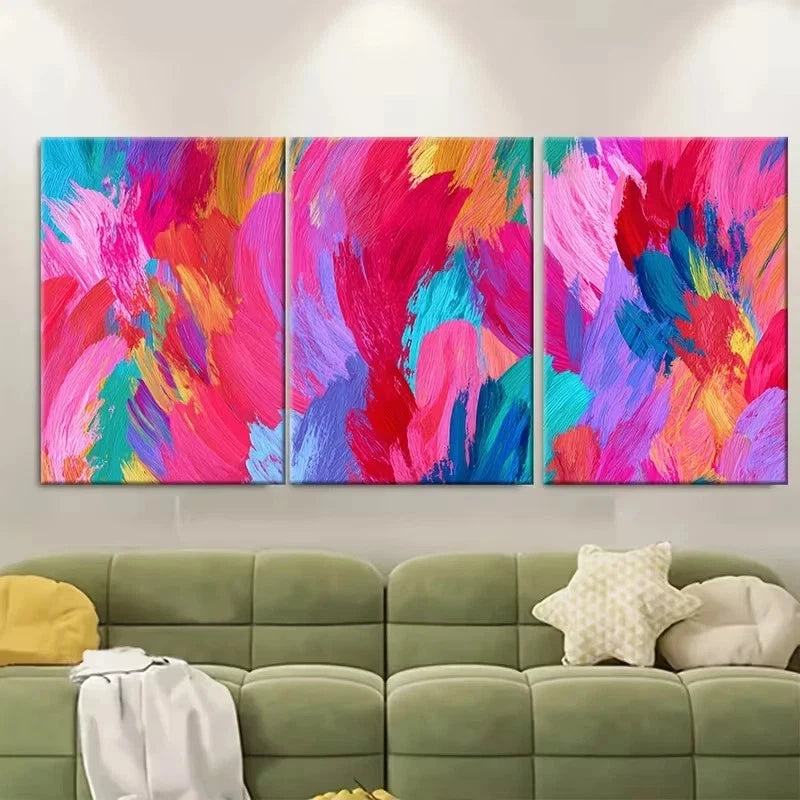 3pcs Vibrant Abstract Painting Colorful Wall Art Set Canvas Framed 40x60cm - High Quality Print 100% Australian Made Wall Canvas Ready to Hang
