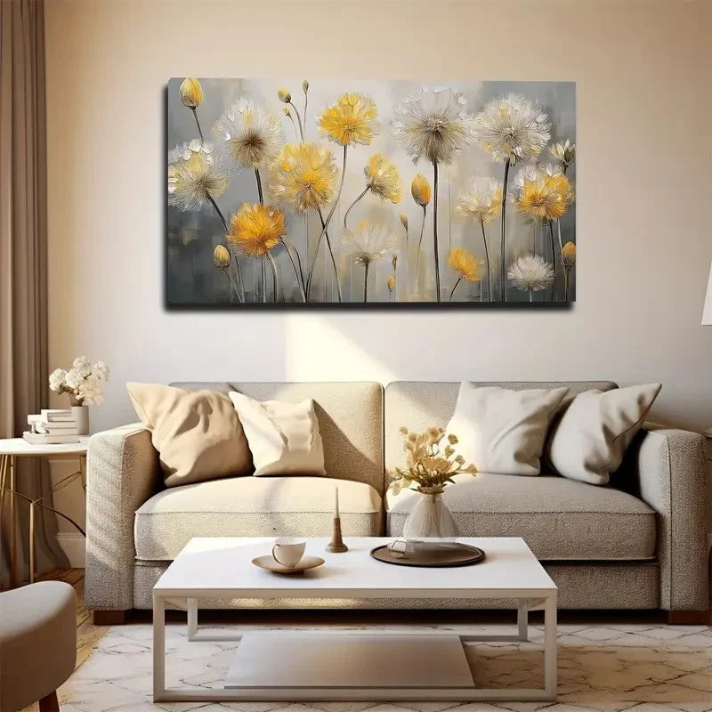 Abstract Dandelion Modern Wall Art canvas office home room framed 120x60cm - Bella Home Decor