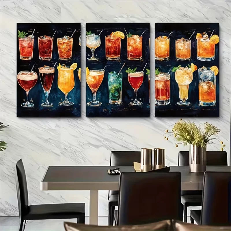 3pcs Periodic Table of Cocktails Metal Print Ready to Hang Art