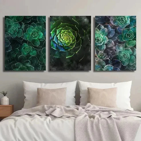 3pcs Green Nature Plant Murals Wall Art Set Canvas Unframed - High Quality Print 100% Australian Made Wall Canvas