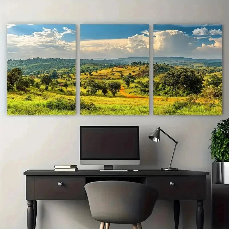 3pcs Uganda Travel Africa Nature Perfect Wall Art Set Canvas Framed 50x70cm - High Quality Print 100% Australian Made Wall Canvas Ready to Hang