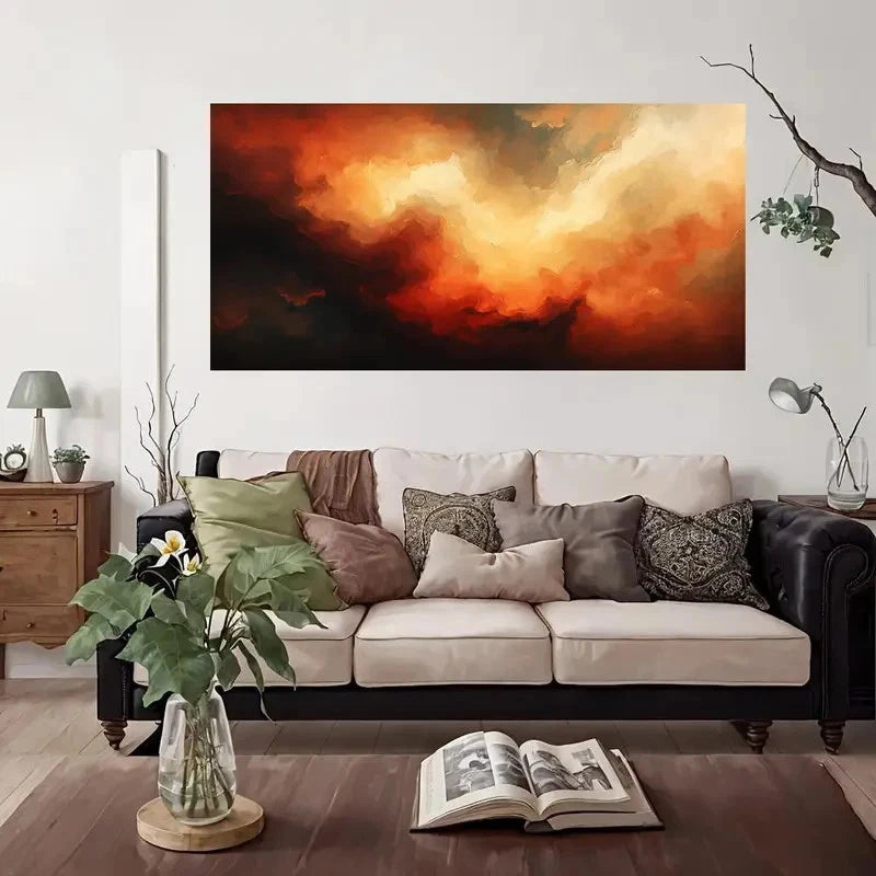 Abstract Clouds Sunset Wall Art Canvas Office Home Room Framed 120x60cm