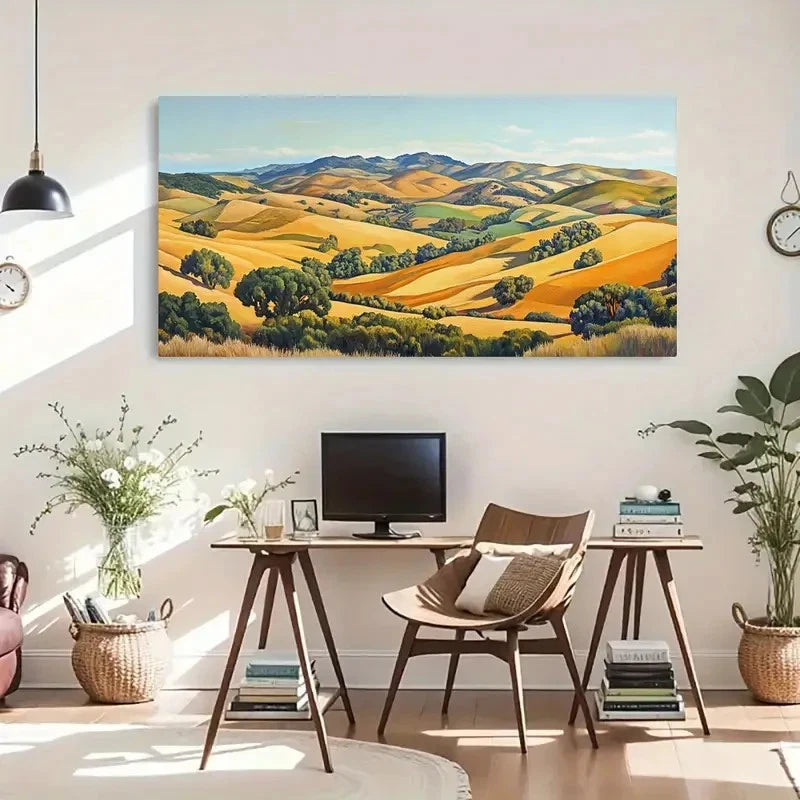 Abstract Yellow Mountain Décor Wall Art Canvas Office Home Room Framed 120x60cm