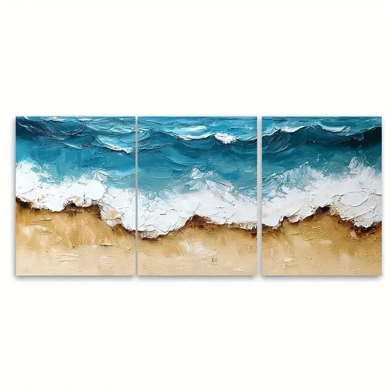 3pcs Abstract Beach Palette Brush Strokes RI Wall Art Set Canvas Framed 60x90cm - High Quality Print 100% Australian Made Wall Canvas Ready to Hang - Bella Home Decor