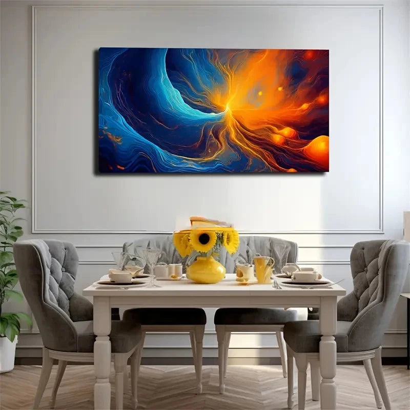 Vibrant Nebula Abstract Deco Wall Art Canvas Office Home Room Framed 120x60cm