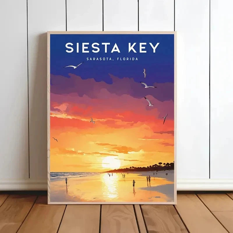 Siesta Key Sunset Beach Sunrise Florida Ocean Travel Poster Print Wall Art