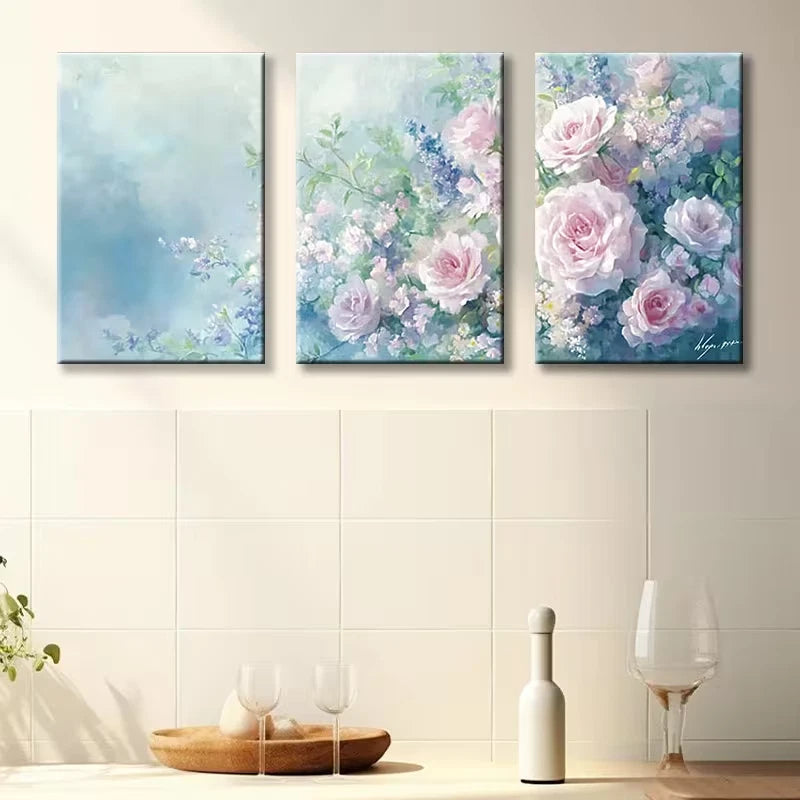 3pcs Elegant Bouquet Design Wall Art Set Canvas Framed 50x70cm - High Quality Print 100% Australian Made Wall Canvas Ready to Hang