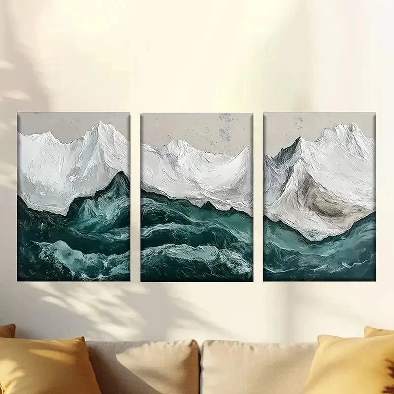 3pcs Painting of Mountains and Water Wall Art Set Canvas Framed 60x90cm - High Quality Print 100% Australian Made Wall Canvas Ready to Hang - Bella Home Decor