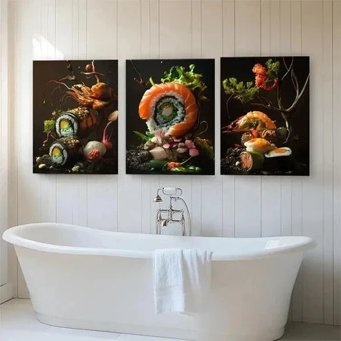 3pcs Gourmet Sushi Cuisine Aesthetic Perfect Wall Art Canvas Unframed - High Quality Print 100% Australian Made Wall Canvas