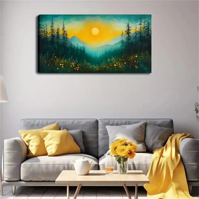 The Sun Radiates Bright Light Wall Art Canvas Office Home Room Framed 120x60cm - Bella Home Decor