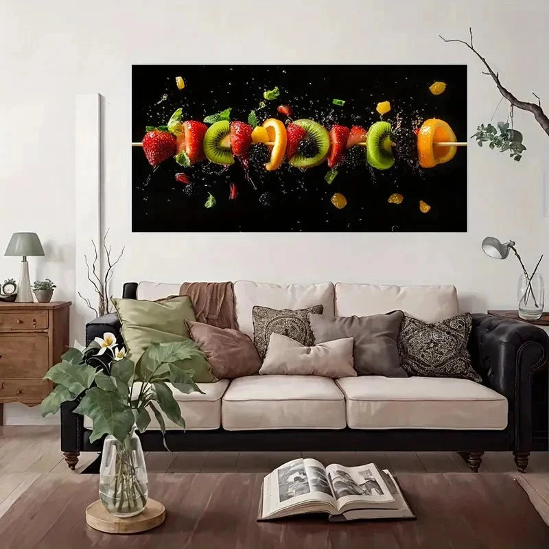 Fruit Stick Dark Food Wall Art Canvas Office Home Room Framed 120x60cm