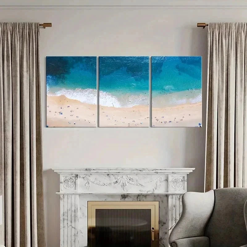 3pcs Sea Waves Beach Modern Decoration Wall Art Set Canvas Framed 60x90cm - High Quality Print 100% Australian Made Wall Canvas Ready to Hang
