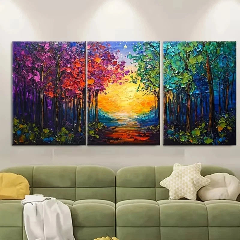 3pcs Vibrant Abstract Forest Nature Wall Art Set Canvas Framed 40x60cm - High Quality Print 100% Australian Made Wall Canvas Ready to Hang