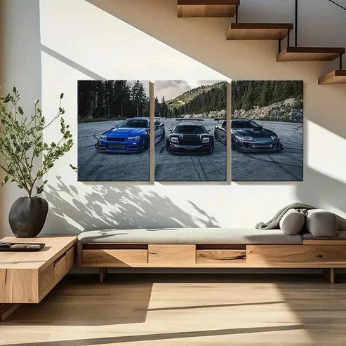 3pcs Modern Vehicle Sports Car & Supercar Wall Art Set Canvas Unframed - High Quality Print 100% Australian Made Wall Canvas