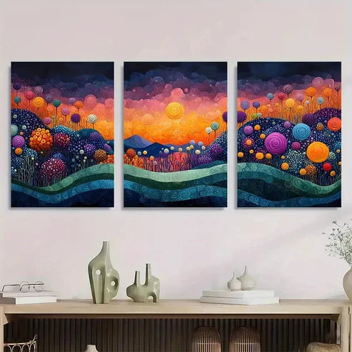 3pcs Vertical Abstract Coral Narrow Perfect Wall Art Canvas Unframed - High Quality Print 100% Australian Made Wall Canvas