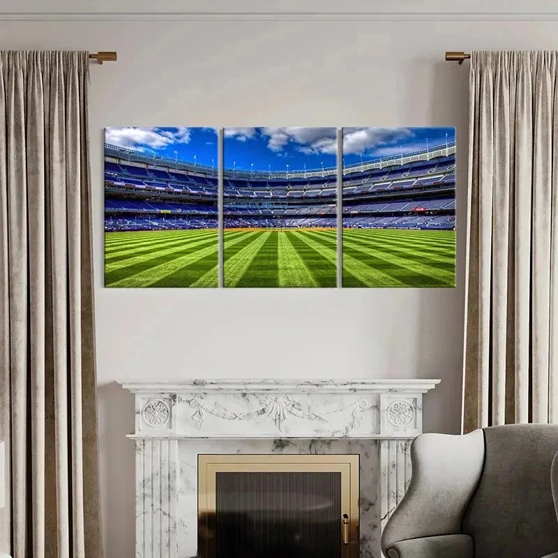 3pcs Vibrant Football Stadium Decoration Wall Art Set Canvas Framed 50x70cm - High Quality Print 100% Australian Made Wall Canvas Ready to Hang