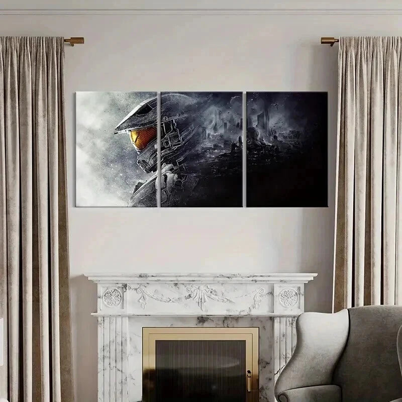 3pcs Popular Sci-Fi Game Halo Warriors Wall Art Set Canvas Framed 60x90cm - High Quality Print 100% Australian Made Wall Canvas Ready to Hang - Bella Home Decor