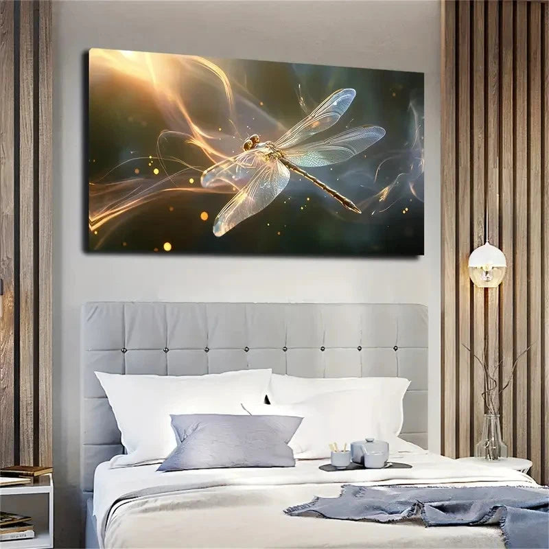 A Dragonfly With Wings Wall Art Canvas Office Home Room Framed 120x60cm