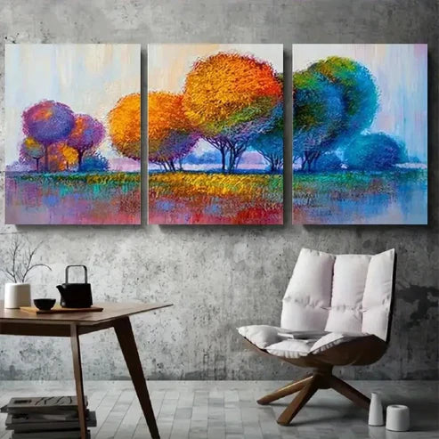 3pcs Vibrant Abstract Tree Landscape Wall Art Canvas Unframed - High Quality Print 100% Australian Made Wall Canvas