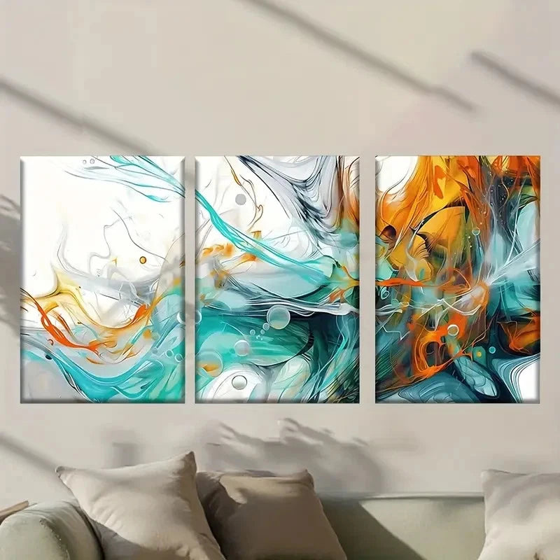 3pcs Featuring Abstract Colorful Designs Wall Art Set Canvas Framed 60x90cm - High Quality Print 100% Australian Made Wall Canvas Ready to Hang