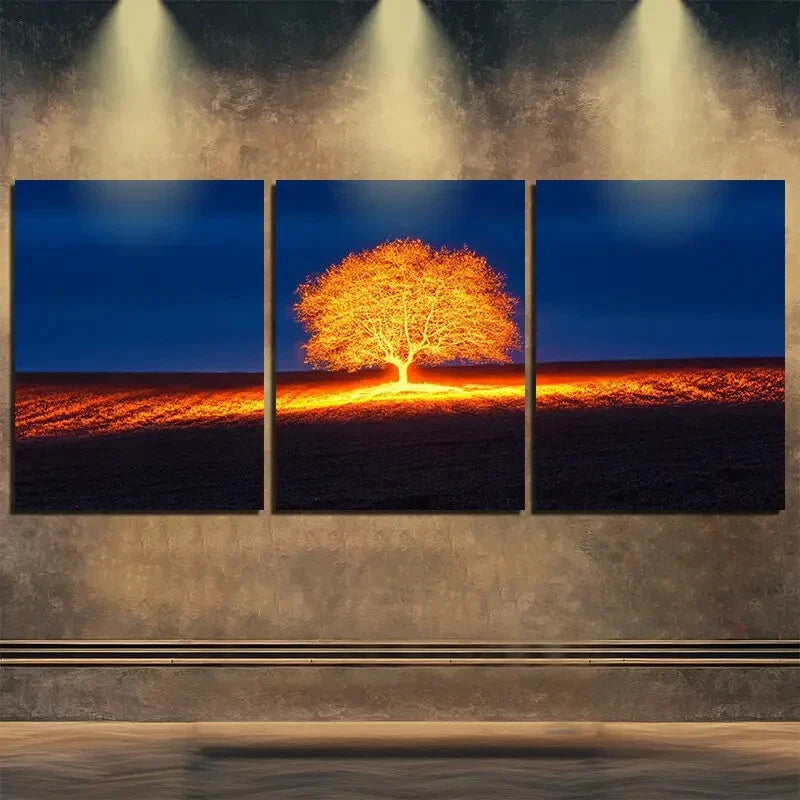 3pcs Dark Autumn Tree Light Shine Perfect Wall Art Set Canvas Framed 40x60cm - High Quality Print 100% Australian Made Wall Canvas Ready to Hang