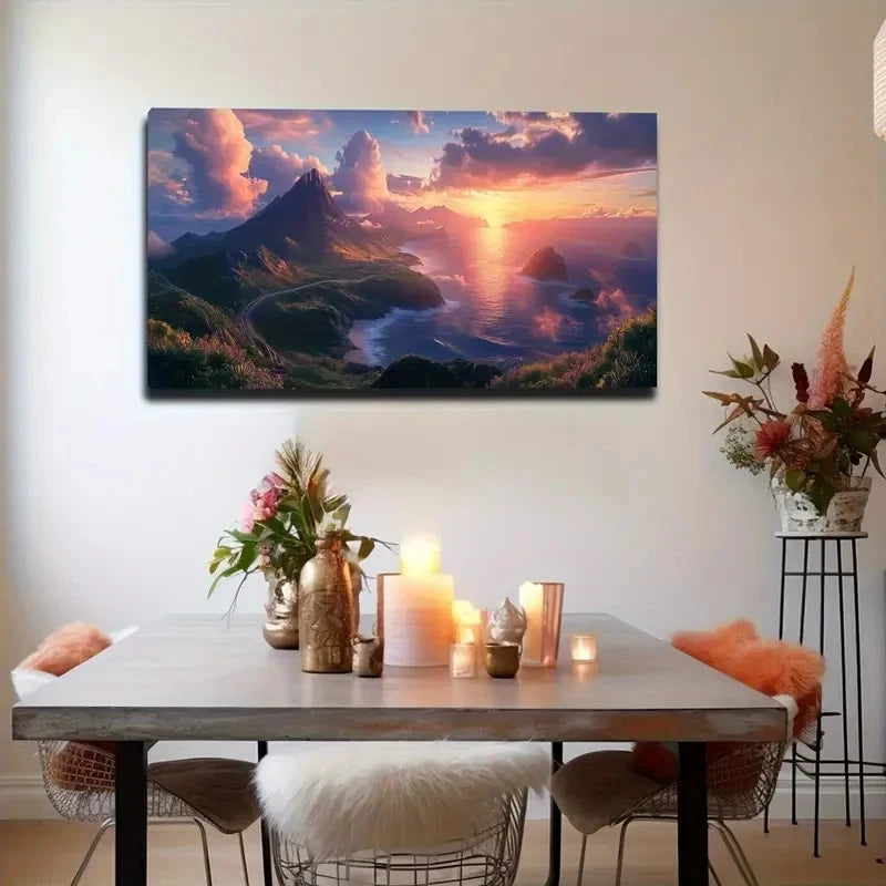 Sunset Seascape Abstract Wall Art Canvas Office Home Room Framed 120x60cm