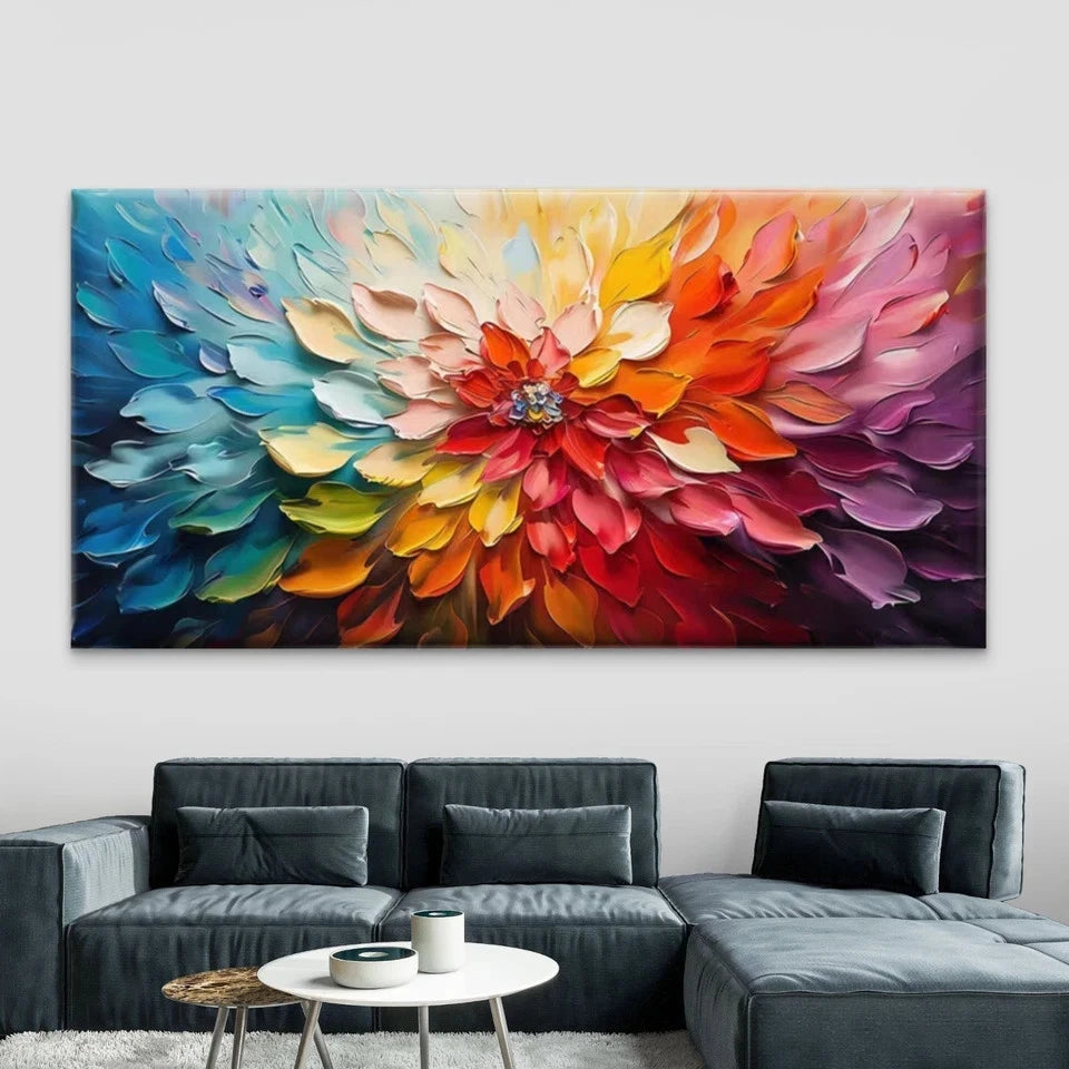 Vibrant Abstract Floral Petals Wall Art Canvas Office Home Room Framed 120x60cm