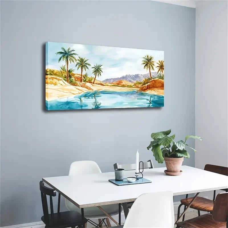 Minimalist Desert Palm Deco Wall Art Canvas Office Home Room Framed 120x60cm - Bella Home Decor