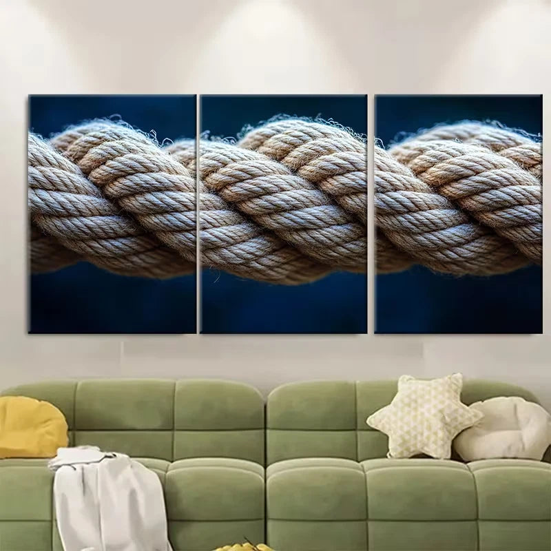 3pcs Textured Cotton Rope Metal Print Ready to Hang Art