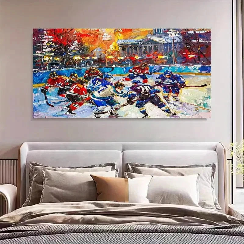 Abstract Field Hockey Star Wall Art Canvas Office Home Room Framed 120x60cm