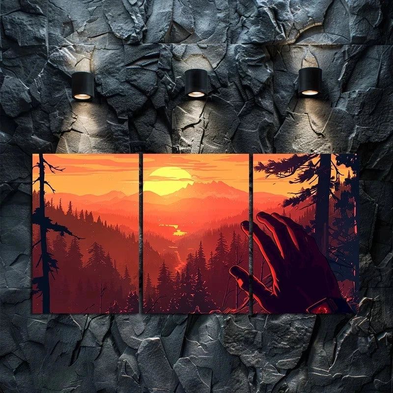 3pcs Nature Landscape with Reaching Hand Metal Print Ready to Hang Art