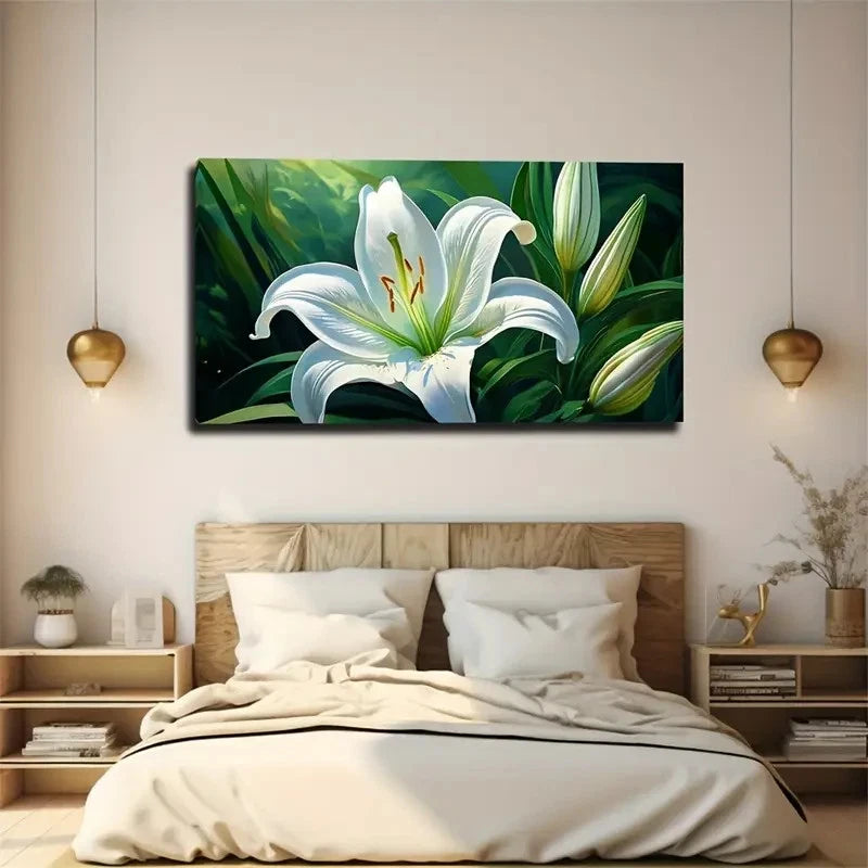 Vibrant White And Green Wall Art Canvas Office Home Room Framed 120x60cm