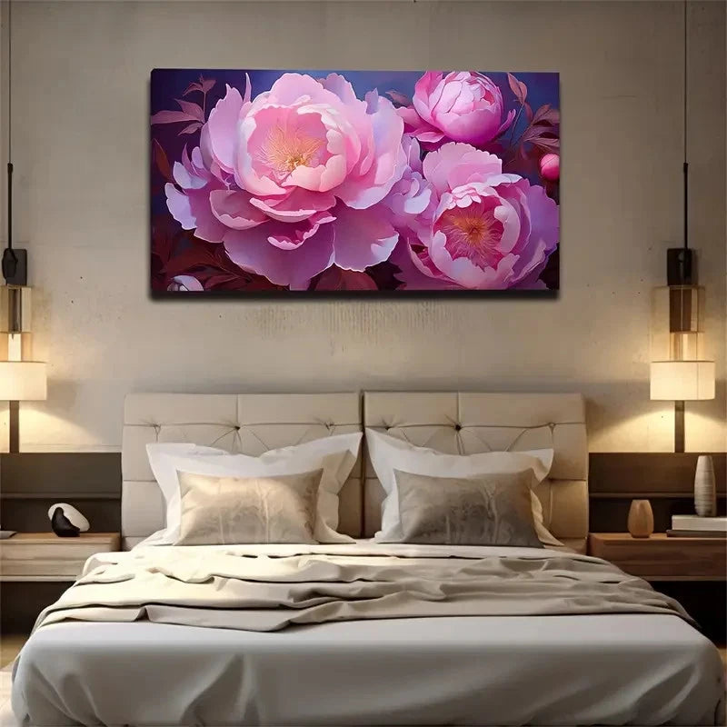 Blooming Pink Flowers Wall Art Canvas Office Home Room Framed 120x60cm