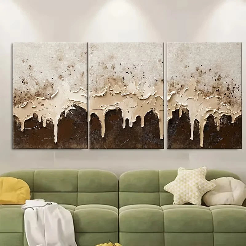 3pcs Abstract Paint Splatter Dripping Effect Metal Print Ready to Hang Art