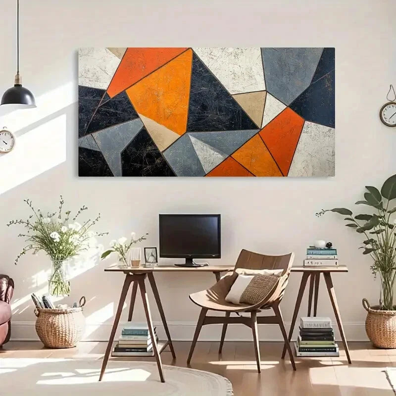 Abstract Color Block Geometric Wall Art Canvas Office Home Room Framed 120x60cm - Bella Home Decor