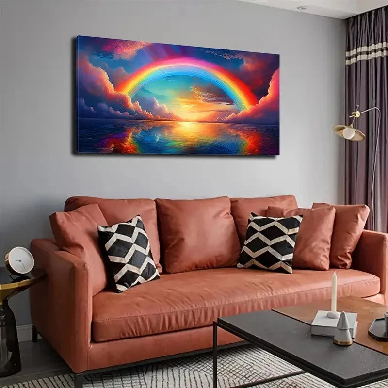 Vibrant Rainbow In The Sky Wall Art Canvas Office Home Room Framed 120x60cm - Bella Home Decor