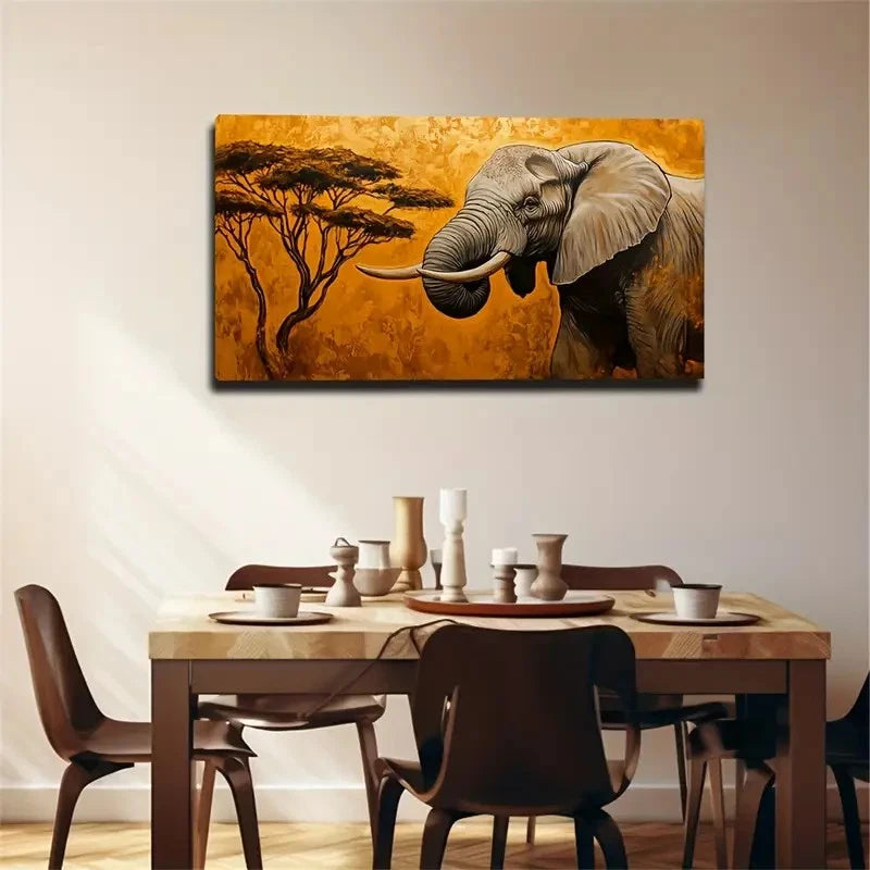 Majestic Elephant In African Wall Art Canvas Office Home Room Framed 120x60cm