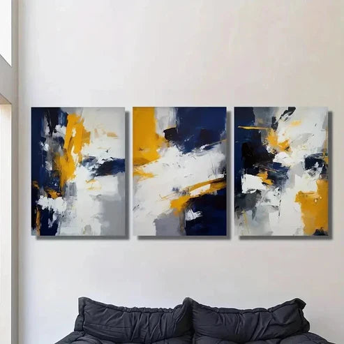 3pcs Classic Geometric Oil Painting Style Wall Art Set Canvas Unframed - High Quality Print 100% Australian Made Wall Canvas - Bella Home Decor
