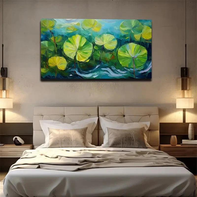 Green For Lotus Leaves Wall Art Canvas Office Home Room Framed 120x60cm