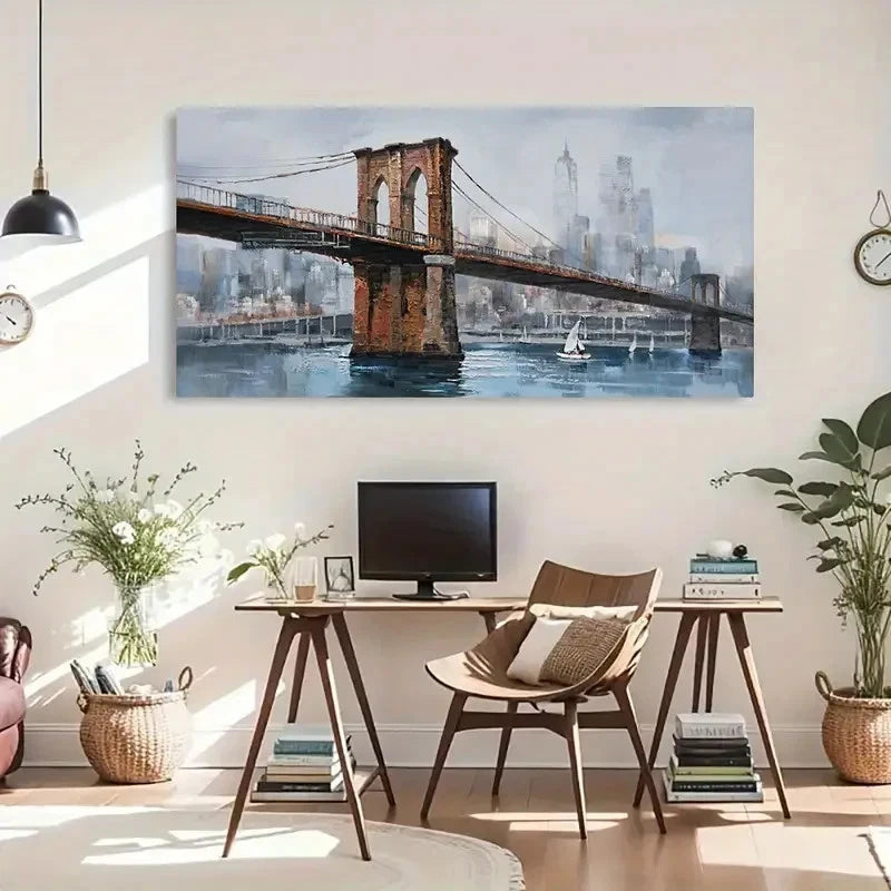 Abstract New York City Skyline Wall Artc Canvas Office Home Room Framed 120x60cm